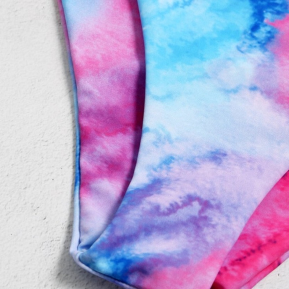 TIE DYE LINED HIGH WAISTED BIKINI - Picture 6 of 15